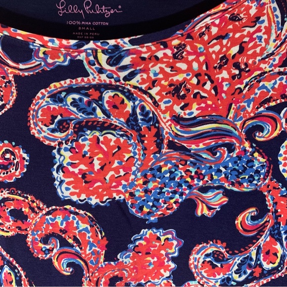 Lilly Pulitzer (Small) Navy and Multicolor Cotton Top - Picture 3 of 4